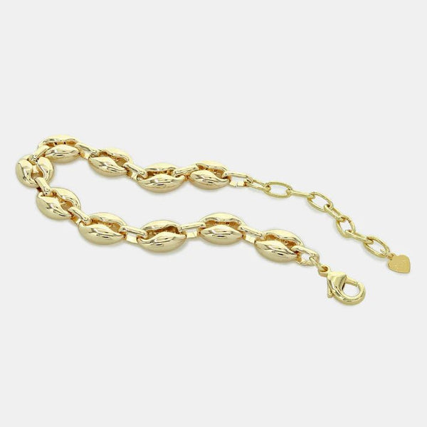 Brass YGP 9" Puffy Mariner Bracelet - Walter Bauman Jewelers