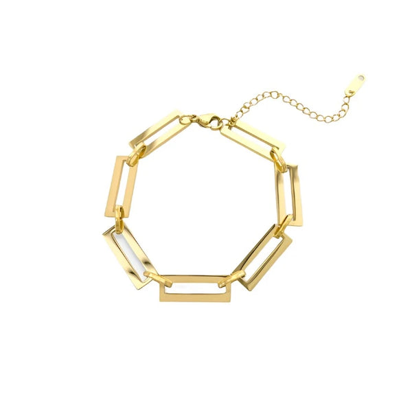 Brass YGP 9" Rectangle Chain Bracelet - Walter Bauman Jewelers