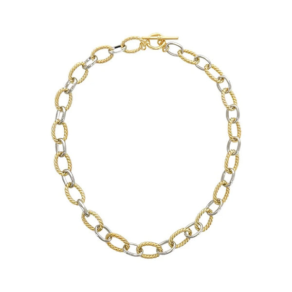 Brass YGP Two-Tone 16" Oval Link Necklace - Walter Bauman Jewelers