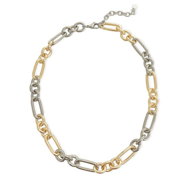 Brass YGP Two-Tone 18" Oval Link Necklace - Walter Bauman Jewelers