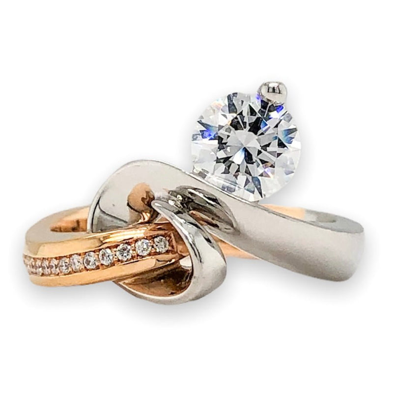 Claude Thibaudeau 18K TT 0.1cttw Swirl Diamond Engagement Mounting - Walter Bauman Jewelers