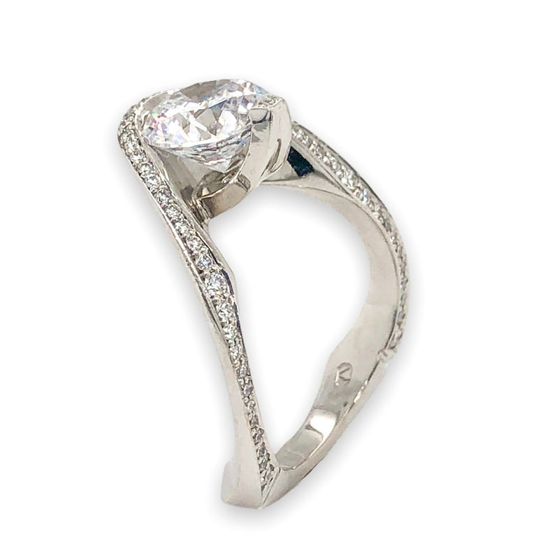 Claude Thibaudeau 18K TT Wavy 0.29cttw Diamond Engagement Mounting - Walter Bauman Jewelers