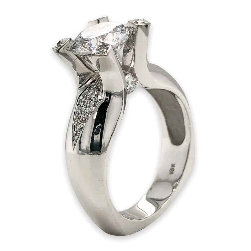 Claude Thibaudeau 18K W Gold Diamond Engagement Mounting 7.4mm - Walter Bauman Jewelers