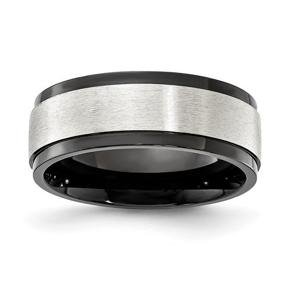 Cobalt Black IP-plated Brushed Center 8mm Band - Walter Bauman Jewelers