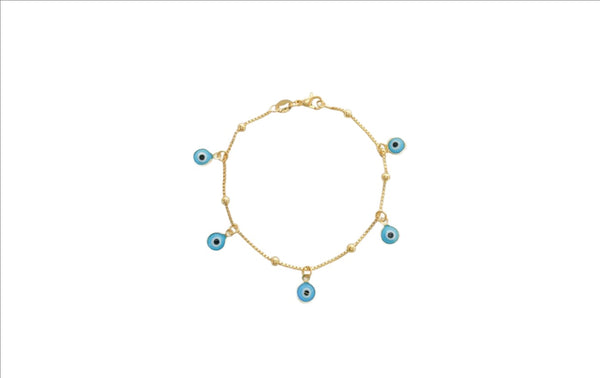 Copy of Gold Filled Bracelet with Blue Enamel Eye - Walter Bauman Jewelers