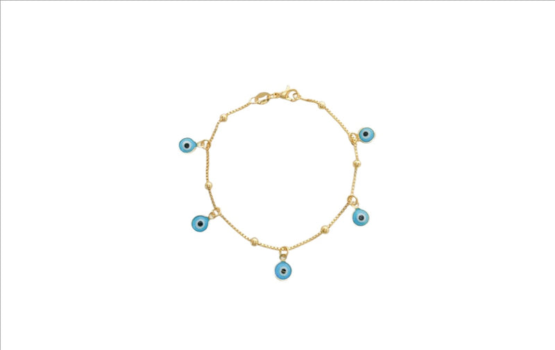Copy of Gold Filled Bracelet with Blue Enamel Eye - Walter Bauman Jewelers