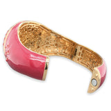Costume Gold Tone Red CZ Hinged Bangle Bracelet - Walter Bauman Jewelers