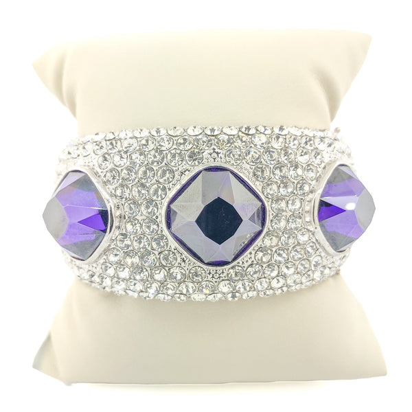 Costume White & Purple CZ Hinged Bangle - Walter Bauman Jewelers