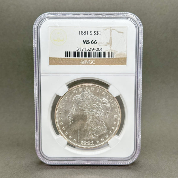 Estate 0.900 Fine Silver 1881 Morgan $1 NGC MS66 Dollar Coin - Walter Bauman Jewelers