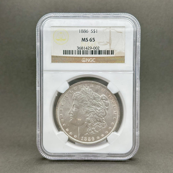 Estate 0.900 Fine Silver 1886 Morgan $1 NGC MS65 Dollar Coin - Walter Bauman Jewelers