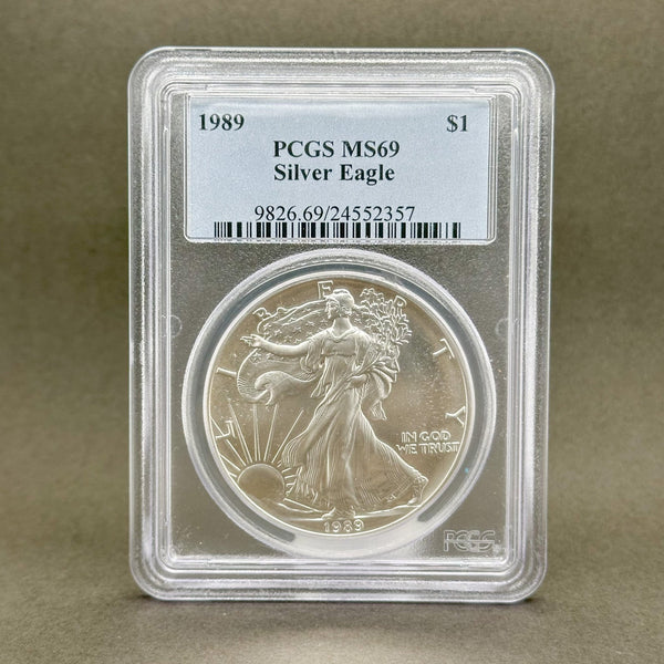 Estate 0.900 Fine Silver 1989 American Eagle $1 PCGS MS69 Dollar Coin - Walter Bauman Jewelers
