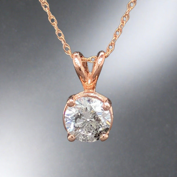 Estate 10K R Gold 0.72ct N/SI2 Diamond Pendant - Walter Bauman Jewelers