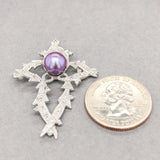 Estate 10K W Gold 0.25cttw H-I/I2 Diamond & Purple Pearl Cross - Walter Bauman Jewelers