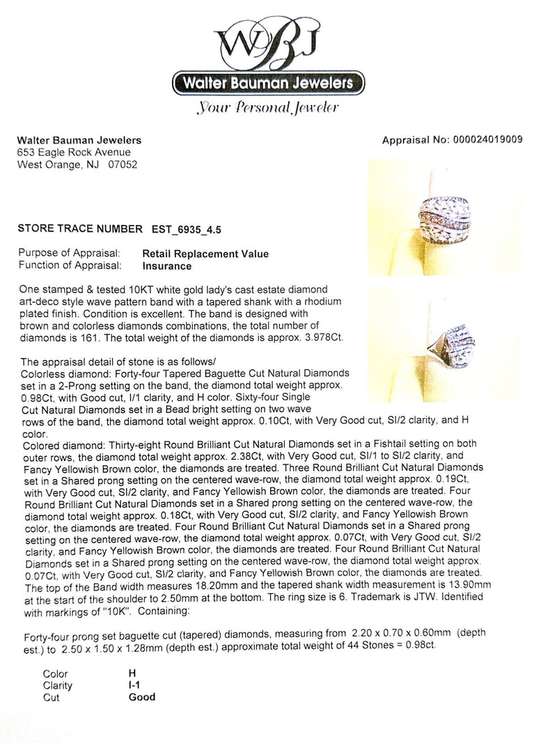 Estate 10K W Gold 3.98ctw Fancy Brown-H/SI1-I1 Diamond Cocktail Ring - Walter Bauman Jewelers