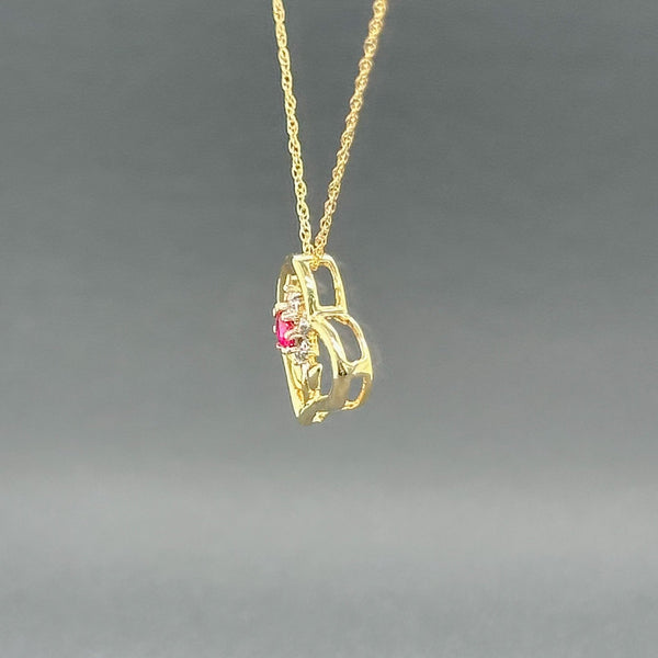 Estate 10K Y Gold 0.08ct Lab-Created Ruby & 0.01ct H/SI2 Diamond Heart Pendant - Walter Bauman Jewelers