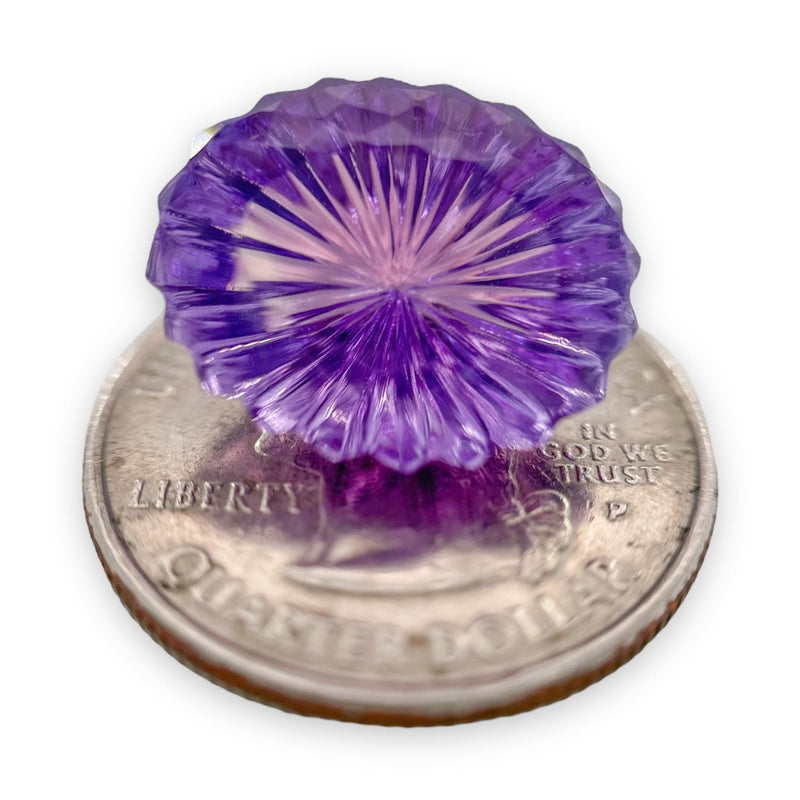 Estate 12.94ct Fluted Amethyst Cabochon Loose Gemstone - Walter Bauman Jewelers