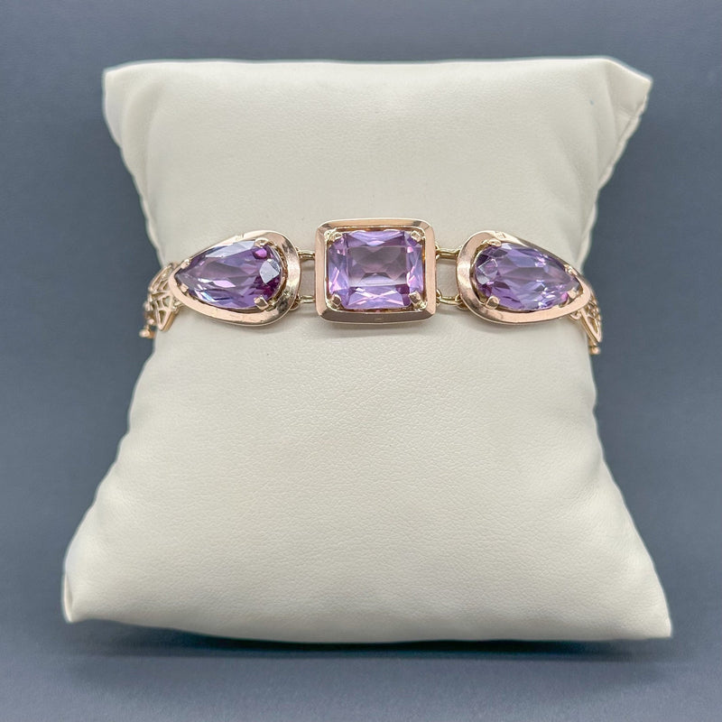 Estate 12K R Gold 19.03cttw Lab-Created Alexandrite Egyptian Bracelet - Walter Bauman Jewelers