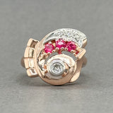 Estate 14K R Gold 0.18ctw H-I/VS2 Diamond & 0.12ctw Lab Ruby Ring - Walter Bauman Jewelers