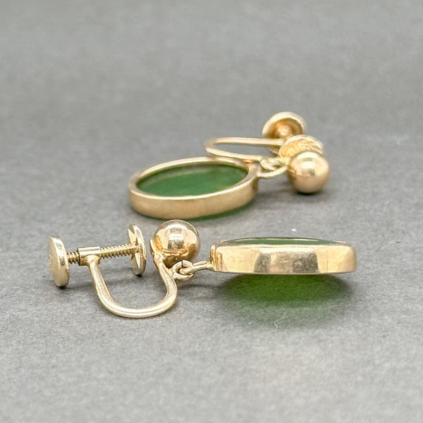 Estate 14K R Gold 2.77ctw Nephrite Screw On Earrings - Walter Bauman Jewelers