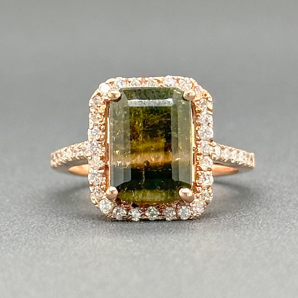 Estate 14K R Gold 3.55ct Green Tourmaline & 0.37cttw G/SI2-I1 Diamond Ring - Walter Bauman Jewelers