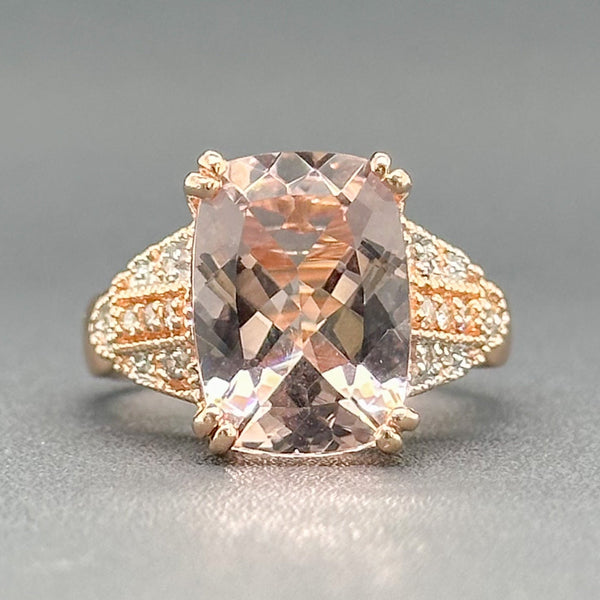 Estate 14K R Gold 5.60ct Morganite & 0.21cttw I-J/SI1-2 Diamond Ring - Walter Bauman Jewelers