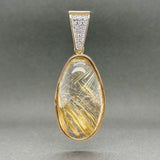 Estate 14K R Gold 85.00ct Rutilated Quartz & 0.14ctw H-I/SI1-2 Diamond Pendant - Walter Bauman Jewelers