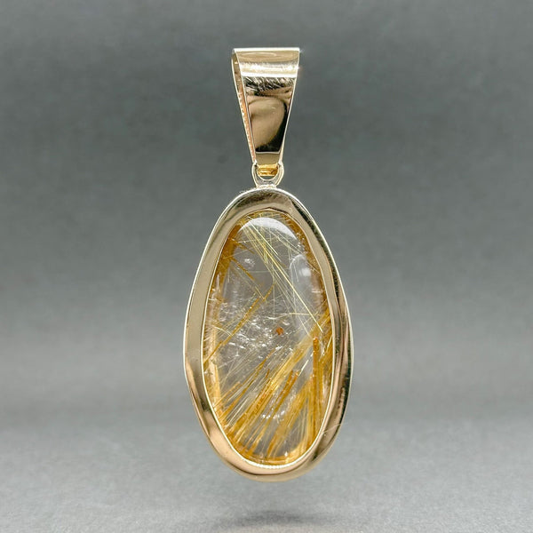 Estate 14K R Gold 85.00ct Rutilated Quartz & 0.14ctw H-I/SI1-2 Diamond Pendant - Walter Bauman Jewelers