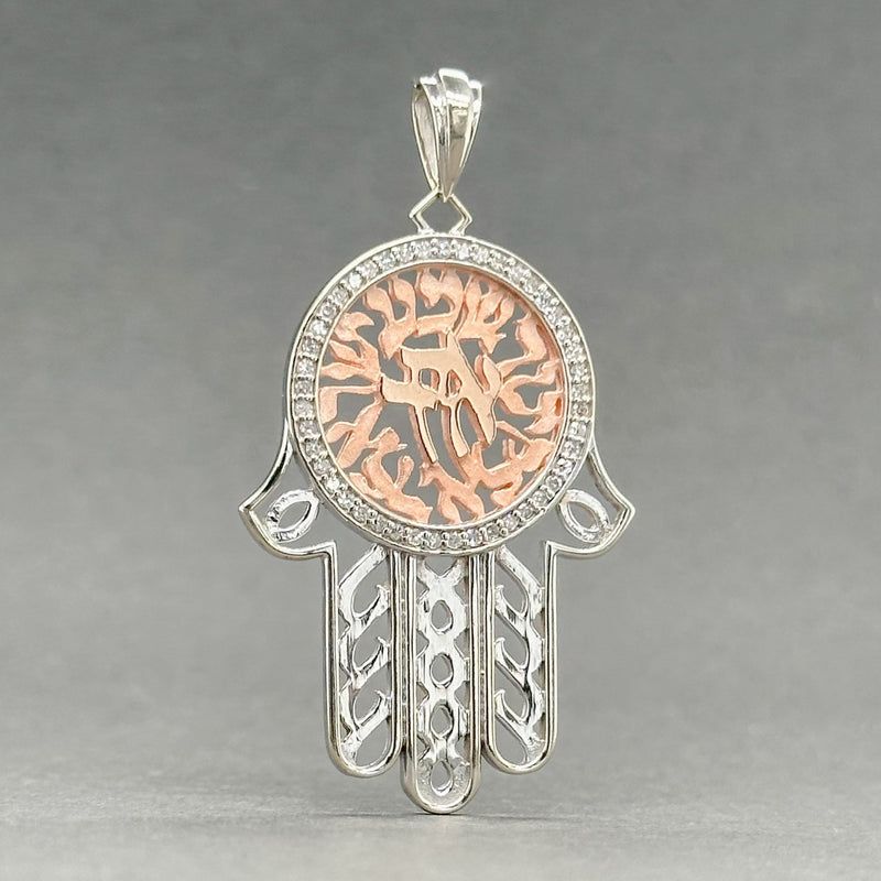 Estate 14K TT Gold 0.22cttw G-H/VS2-SI1 Diamond Hamsa Pendant - Walter Bauman Jewelers