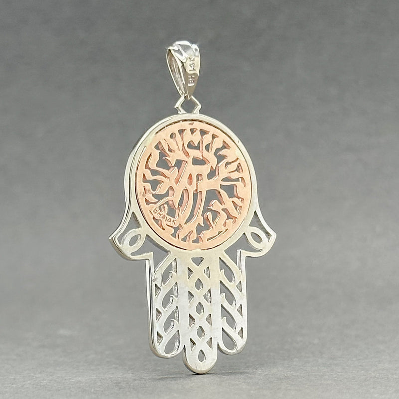 Estate 14K TT Gold 0.22cttw G-H/VS2-SI1 Diamond Hamsa Pendant - Walter Bauman Jewelers