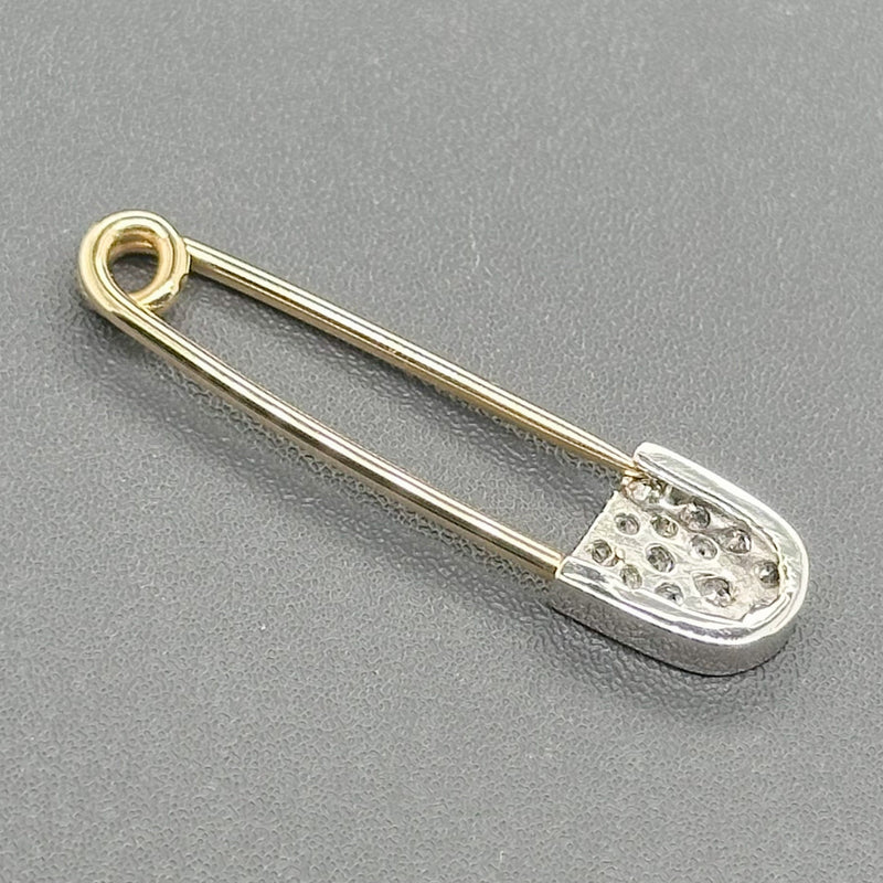 Estate 14K TT Gold 0.34cttw Cubic Zirconia Safety Pin - Walter Bauman Jewelers