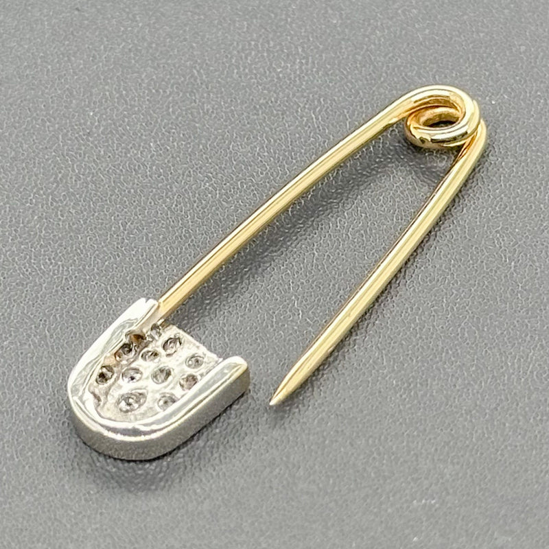 Estate 14K TT Gold 0.34cttw Cubic Zirconia Safety Pin - Walter Bauman Jewelers