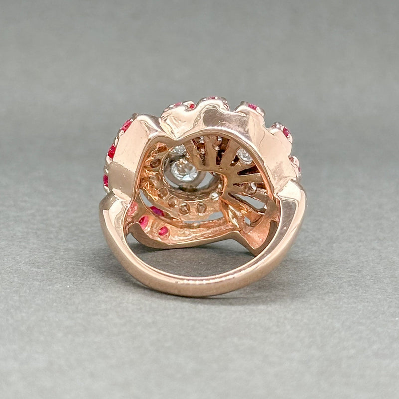 Estate 14K TT Gold 1.58ctw Lab-Created Ruby & 0.68ctw H-I/SI1-2 Diamond Ring - Walter Bauman Jewelers