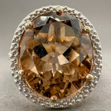 Estate 14K TT Gold 4.96ct Smoky Quartz & 0.03cttw H-I/SI2 Diamond Ring - Walter Bauman Jewelers