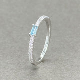 Estate 14K W Gold 0.10ct Blue Topaz & 0.12cttw G-H/SI1 Diamond Stacking Ring - Walter Bauman Jewelers