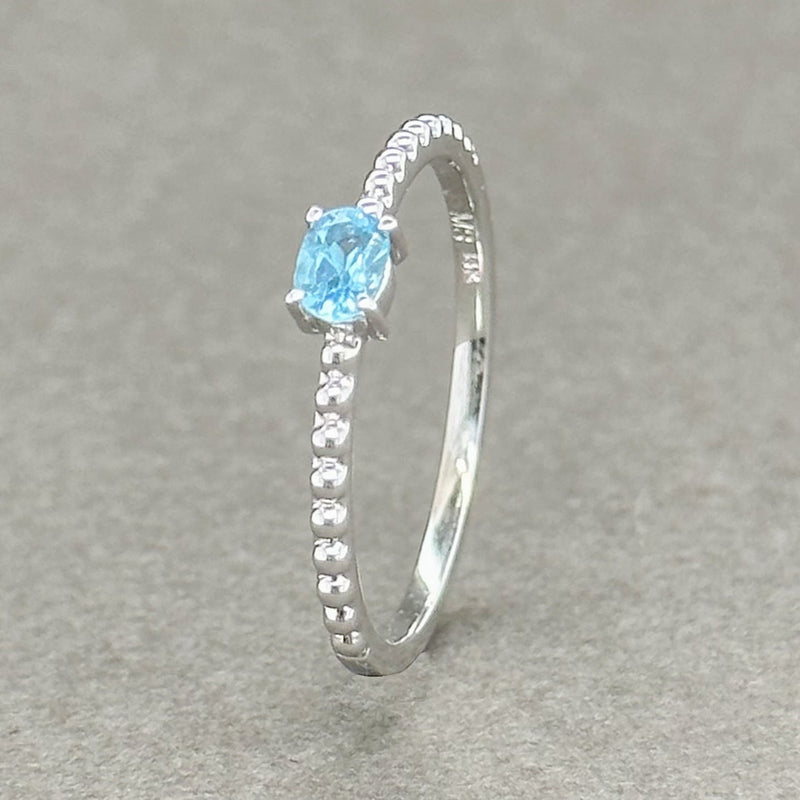 Estate 14K W Gold 0.19ct Blue Topaz Bead Stacking Ring - Walter Bauman Jewelers