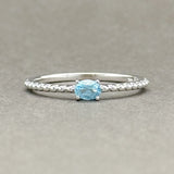 Estate 14K W Gold 0.19ct Blue Topaz Bead Stacking Ring - Walter Bauman Jewelers