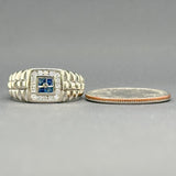 Estate 14K W Gold 0.20ctw Sapphire & 0.11ctw G-H/SI1-2 Diamond Ring - Walter Bauman Jewelers