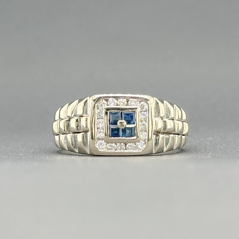 Estate 14K W Gold 0.20ctw Sapphire & 0.11ctw G-H/SI1-2 Diamond Ring - Walter Bauman Jewelers