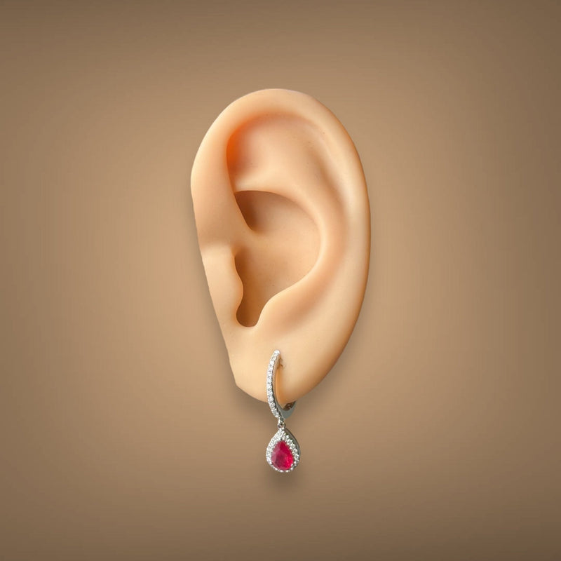 Estate 14K W Gold 0.24ctw Diamond and 0.90ctw Ruby Earrings - Walter Bauman Jewelers