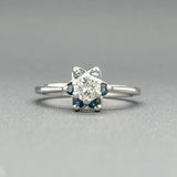 Estate 14K W Gold 0.35ct G/SI2 Diamond & 0.24cttw Sapphire Cluster Ring - Walter Bauman Jewelers