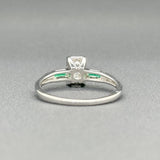 Estate 14K W Gold 0.35ct G/VS1 Diamond & 0.06cttw Emerald Engagement Ring - Walter Bauman Jewelers