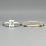 Estate 14K W Gold 0.35ct G/VS1 Diamond & 0.06cttw Emerald Engagement Ring - Walter Bauman Jewelers