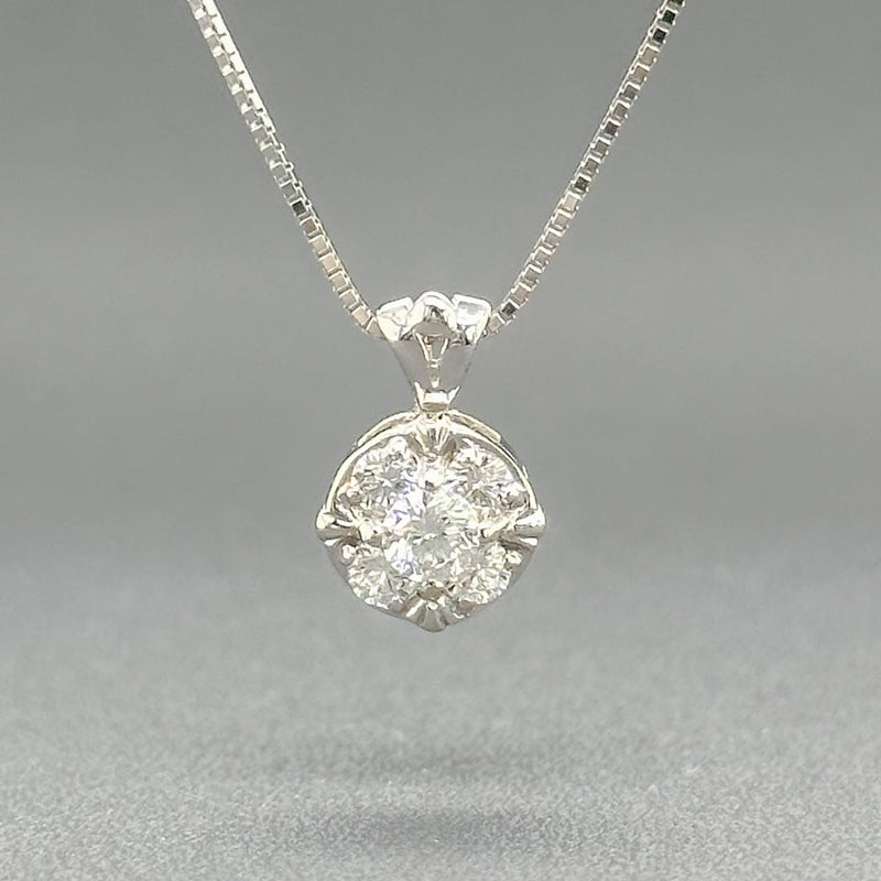 Estate 14K W Gold 0.43cttw H-I/VS2-SI1 Diamond Cluster Pendant - Walter Bauman Jewelers