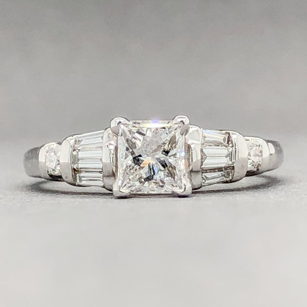 Estate 14K W Gold 0.61ct Princess & 0.27cttw G-H/VS2-SI1 Diamond Engagement Ring - Walter Bauman Jewelers
