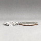 Estate 14K W Gold 0.61ct Princess & 0.27cttw G-H/VS2-SI1 Diamond Engagement Ring - Walter Bauman Jewelers