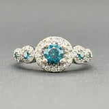 Estate 14K W Gold 0.61cttw Fancy Blue & H-I/SI1-2 Diamond Ring - Walter Bauman Jewelers