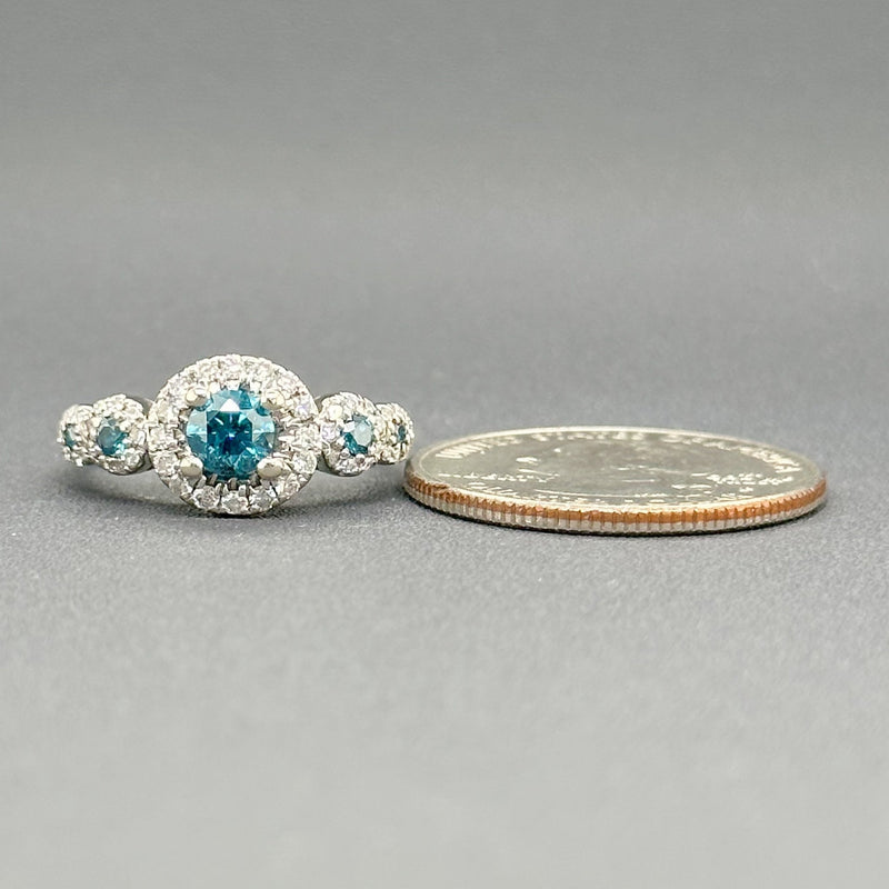Estate 14K W Gold 0.61cttw Fancy Blue & H-I/SI1-2 Diamond Ring - Walter Bauman Jewelers