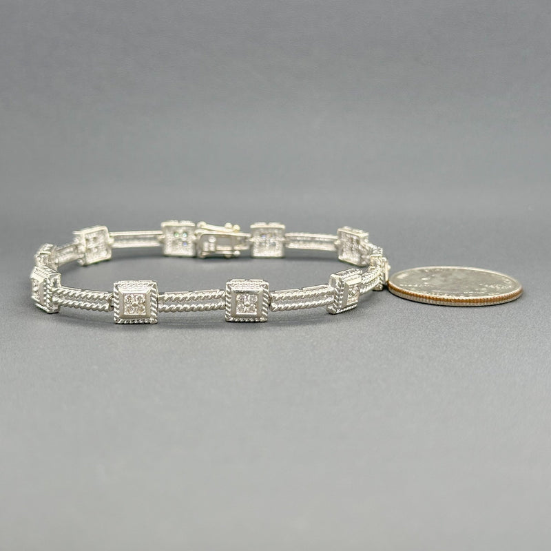 Estate 14K W Gold 0.62cttw H-I/SI1-2 Diamond Link Bracelet - Walter Bauman Jewelers