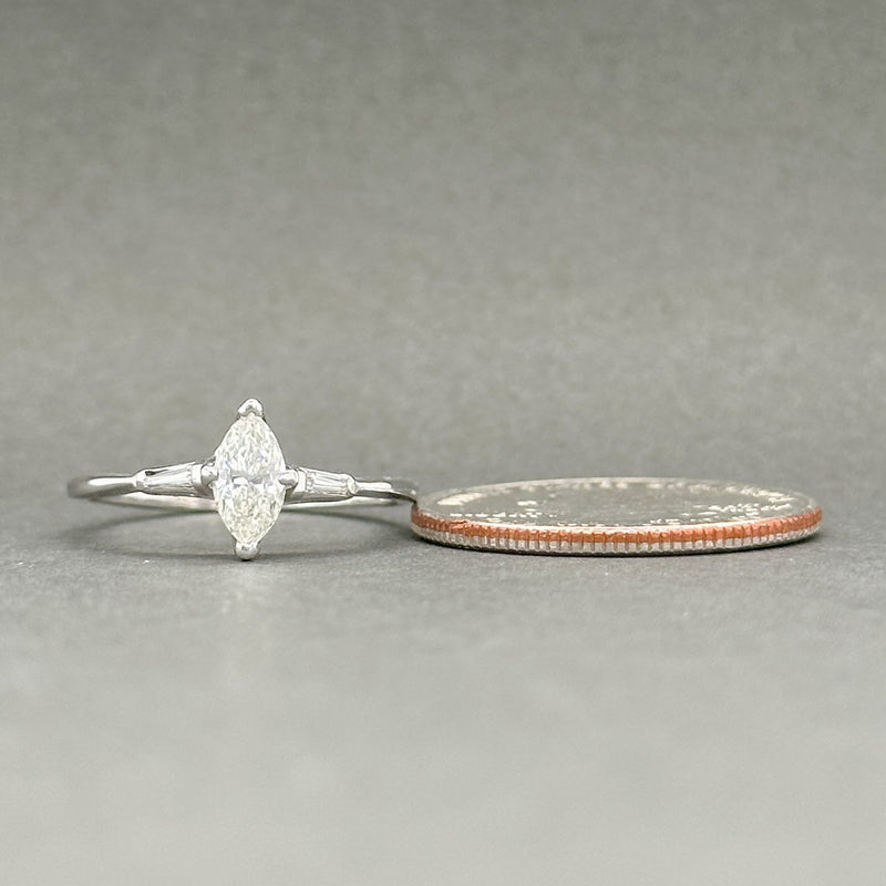 Estate 14K W Gold 0.62ctw G-H/SI1-2 Marquise Diamond Engagement Ring - Walter Bauman Jewelers