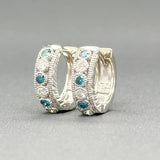 Estate 14K W Gold 0.67cttw Fancy Blue/SI1 & H/SI2 Diamond Huugie Earrings - Walter Bauman Jewelers